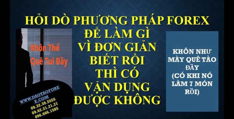 HỎI DÒ PHƯƠNG PHÁP FOREX ĐỂ LÀM GÌ VÌ ĐƠN GIẢN BIẾT RỒI THÌ CÓ VẬN DỤNG ĐƯỢC KHÔNG