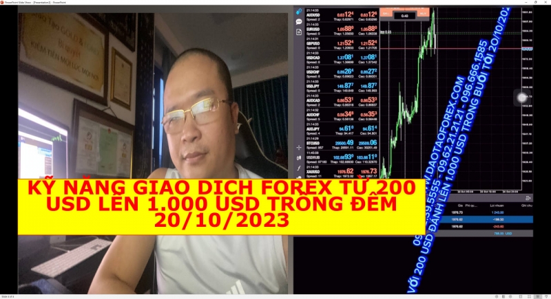 KỸ NĂNG GIAO DỊCH FOREX TỪ 200 USD LÊN 1.000 USD TRÔNG ĐẾM 20/10/2023
