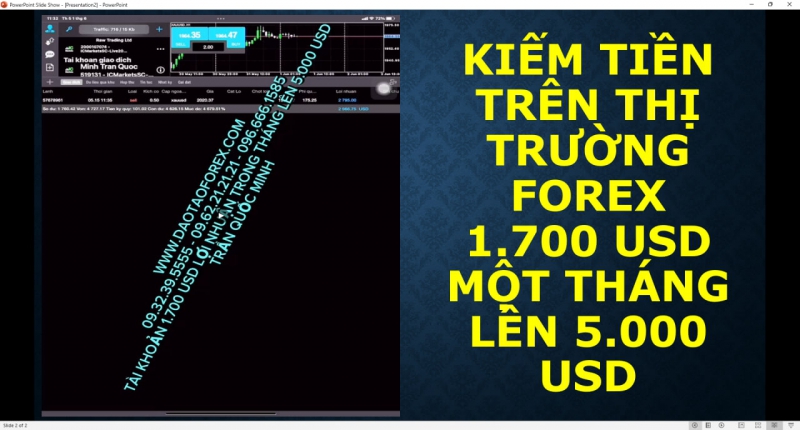 KIẾM TIỀN TRÊN THỊ TRƯỜNG FOREX 1.700 USD MỘT THÁNG LÊN 5.000 USD
