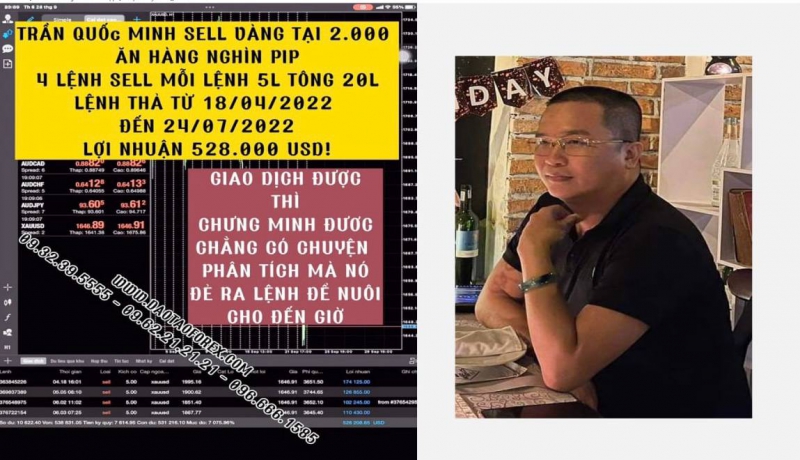 TRẦN QUỐC MINH CHỨNG MINH SELL VÀNG ĂN HÀNG NGHÌN PIP TỪ 2.000 VỀ LỢI NHUẬN 520.000 USD