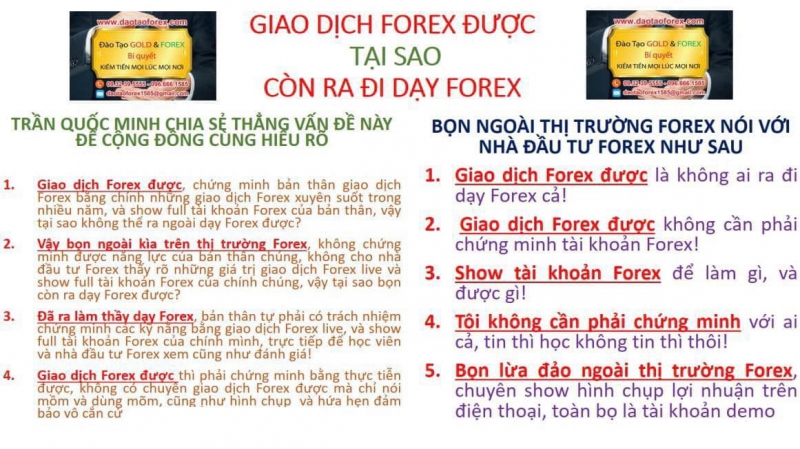 GIAO DỊCH FOREX ĐƯỢC TẠI SAO CÒN RA ĐI DẠY FOREX